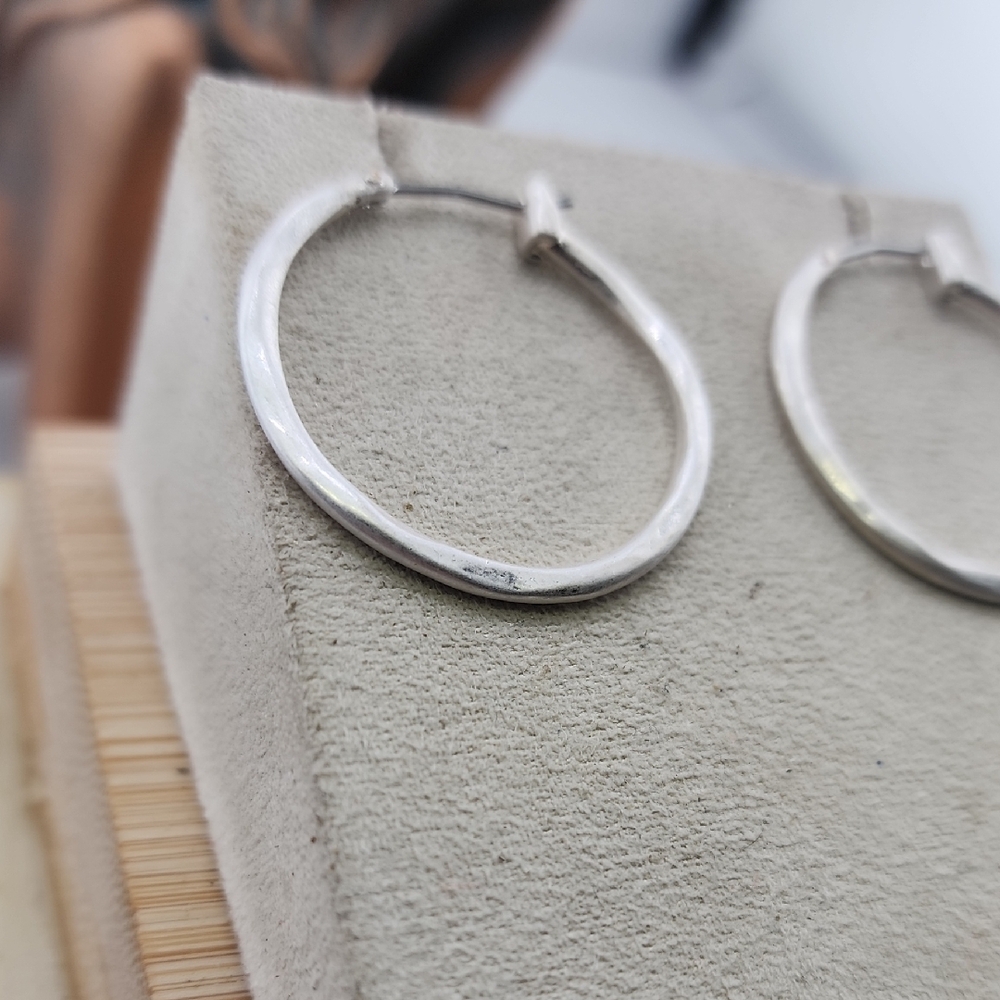 Silver Tone Hoop Earrings - Classic Silver Hoops - Picture 4 of 6